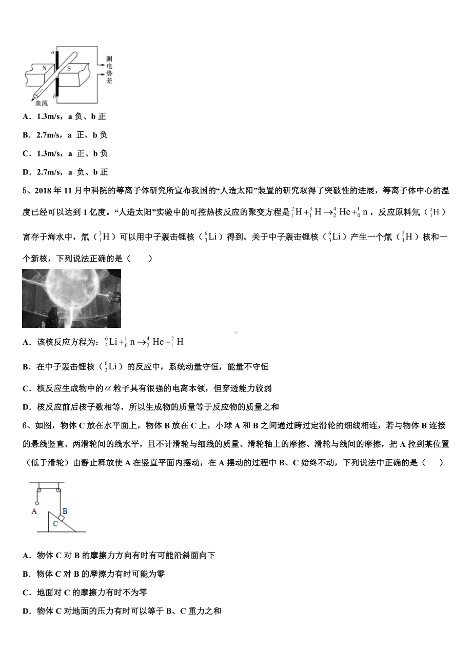 2022-2023学年安徽省定远县示范高中高三3月份模拟考试物理试题含解析.doc_第2页