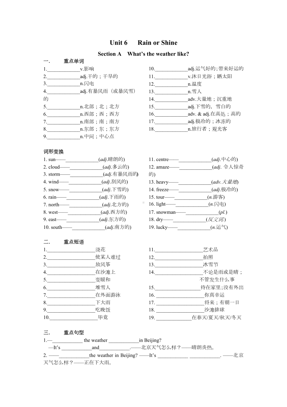 2024新人教版七年级下册《英语》Unit 6单词短语句型默写 .docx_第1页