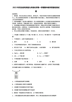 2023年河北省鸡泽县九年级化学第一学期期中教学质量检测试题含解析.doc