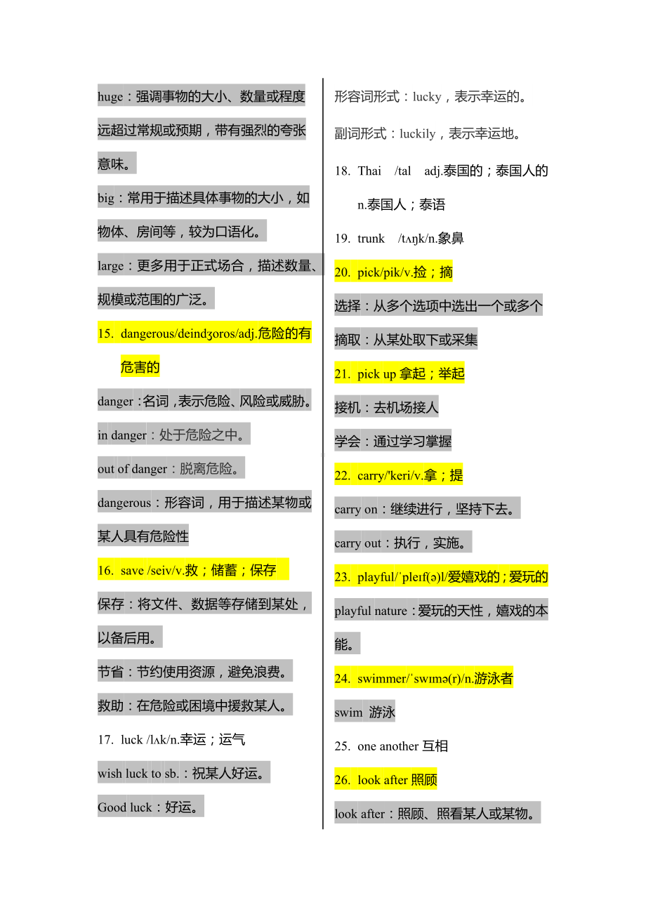 2025新人教版七年级下册《英语》Unit 1 animal friends 单元重点单词讲解.docx_第2页