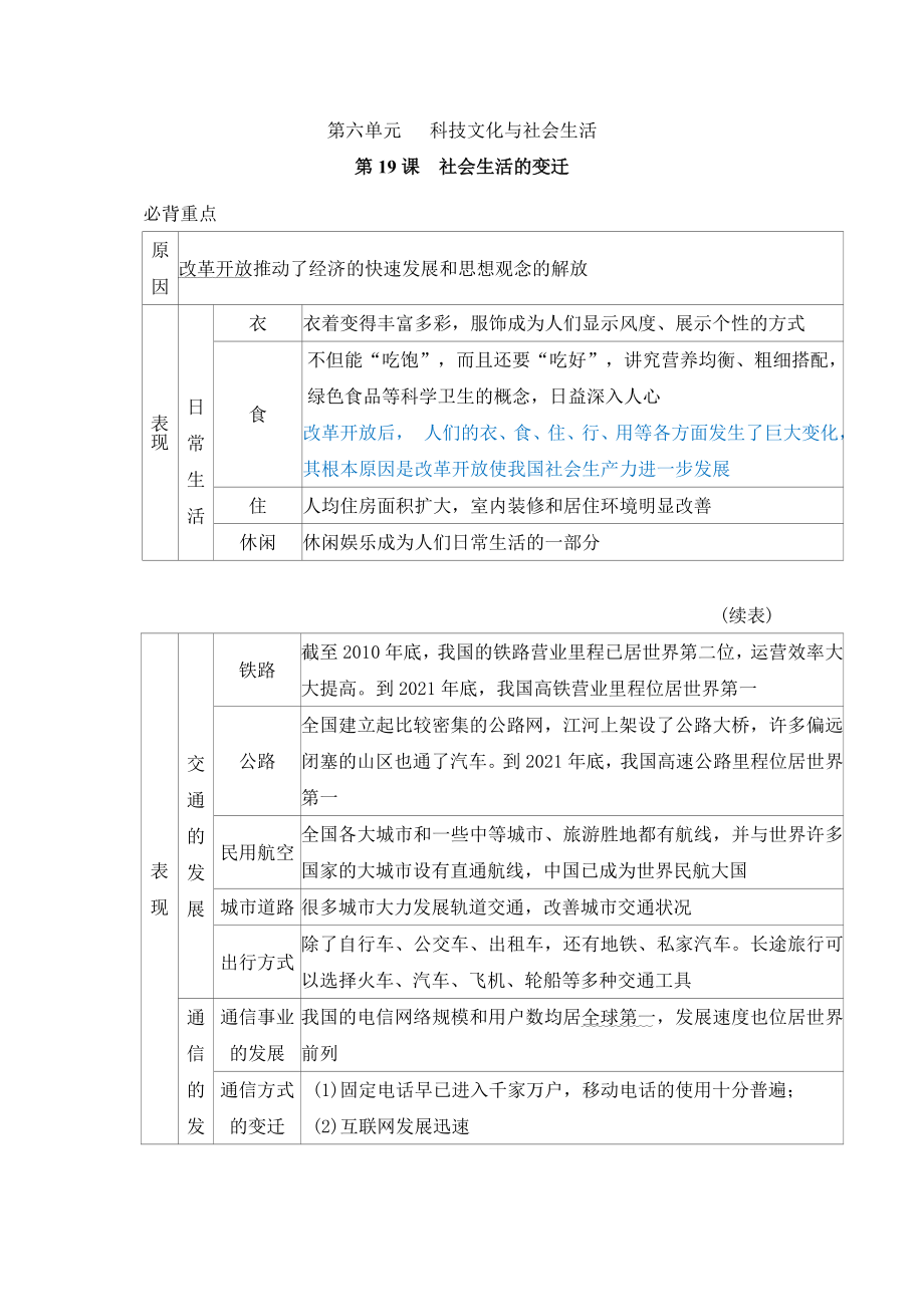 统编版历史八年级下册第19课　社会生活的变迁.doc_第1页