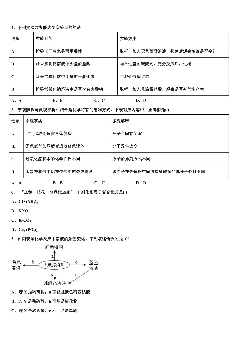 2024届福建省福州三牧中学中考化学模拟预测题含解析.doc_第2页