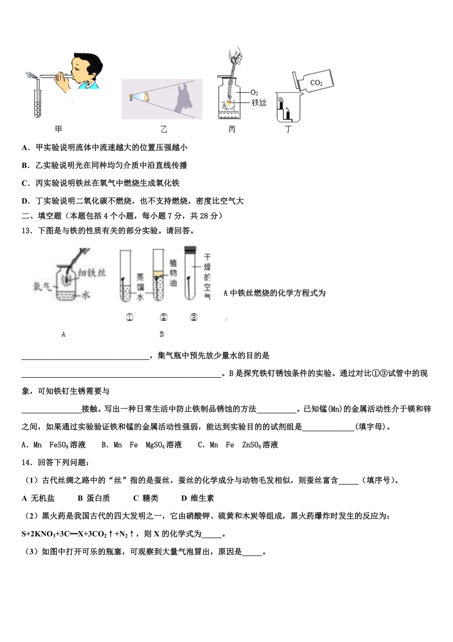 湖北省天门市2024届中考冲刺卷化学试题含解析.doc_第3页