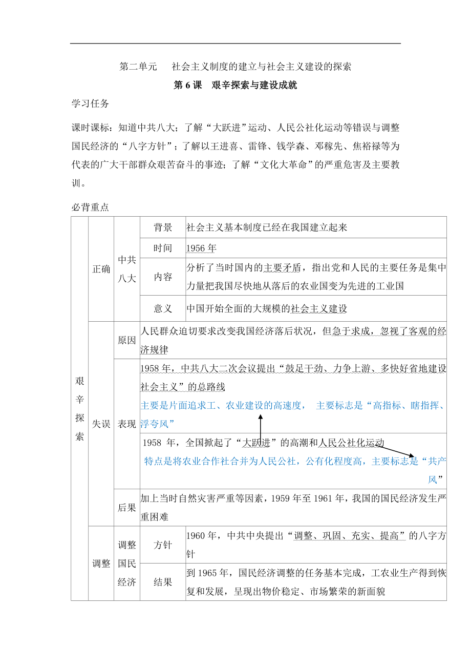 统编版历史八年级下册第6课　艰辛探索与建设成就.doc_第1页