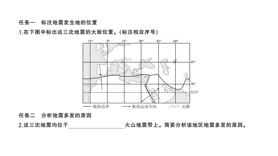 初中地理新湘教版七年级上册第三章 地球的面貌探究与实践 板块运动与地震作业课件2024秋.pptx_第3页