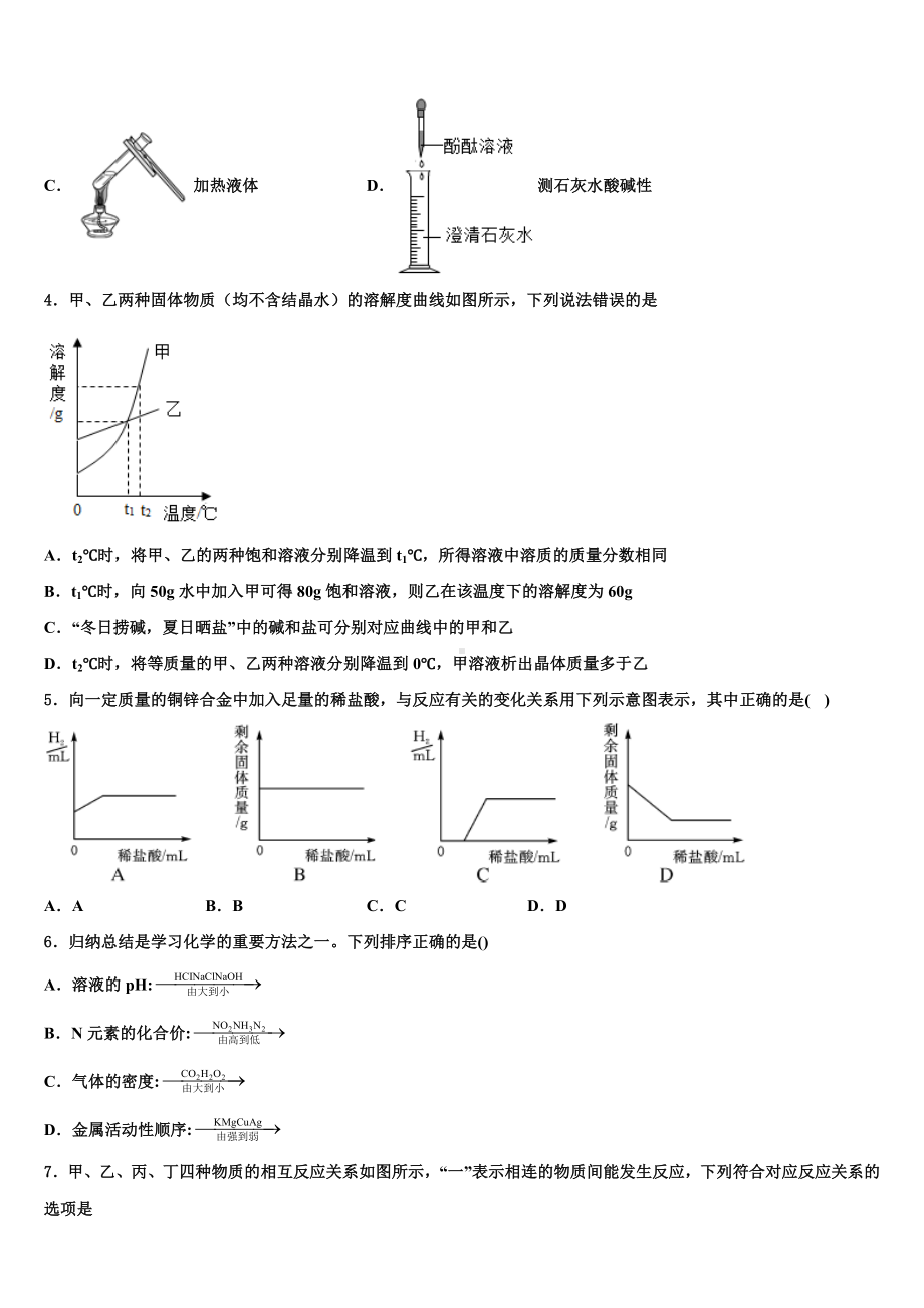 2023届江西省宜春市丰城市中考化学押题试卷含解析.doc_第2页