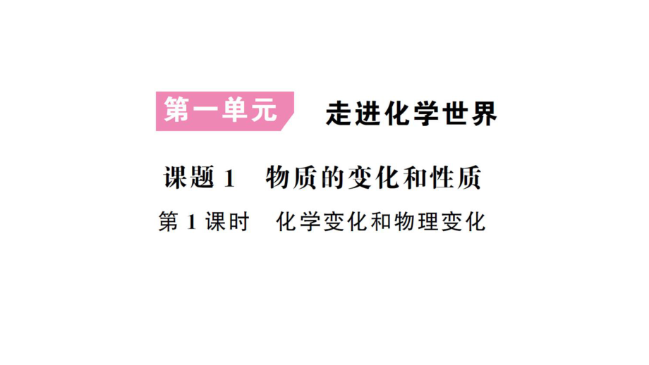 初中化学新人教版九年级上册第一单元 走进化学世界考点作业课件（2024秋）.pptx_第1页