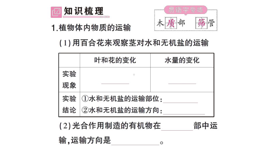 初中生物新北师大版七年级上册第3单元第4章第4节 运输作用作业课件2024秋.pptx_第2页