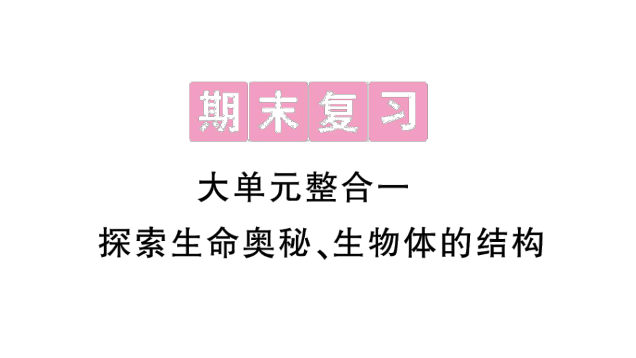 初中生物新北师大版七年级上册期末大单元整合一 探索生命奥秘、生物体的结构作业课件2024秋.pptx_第1页