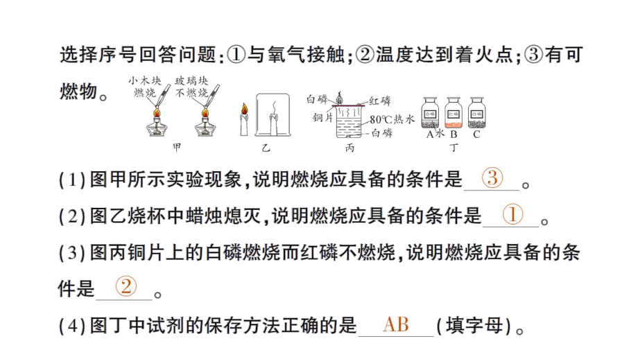 初中化学新科粤版九年级上册3.3 燃烧条件与灭火原理作业课件2024秋.pptx_第3页