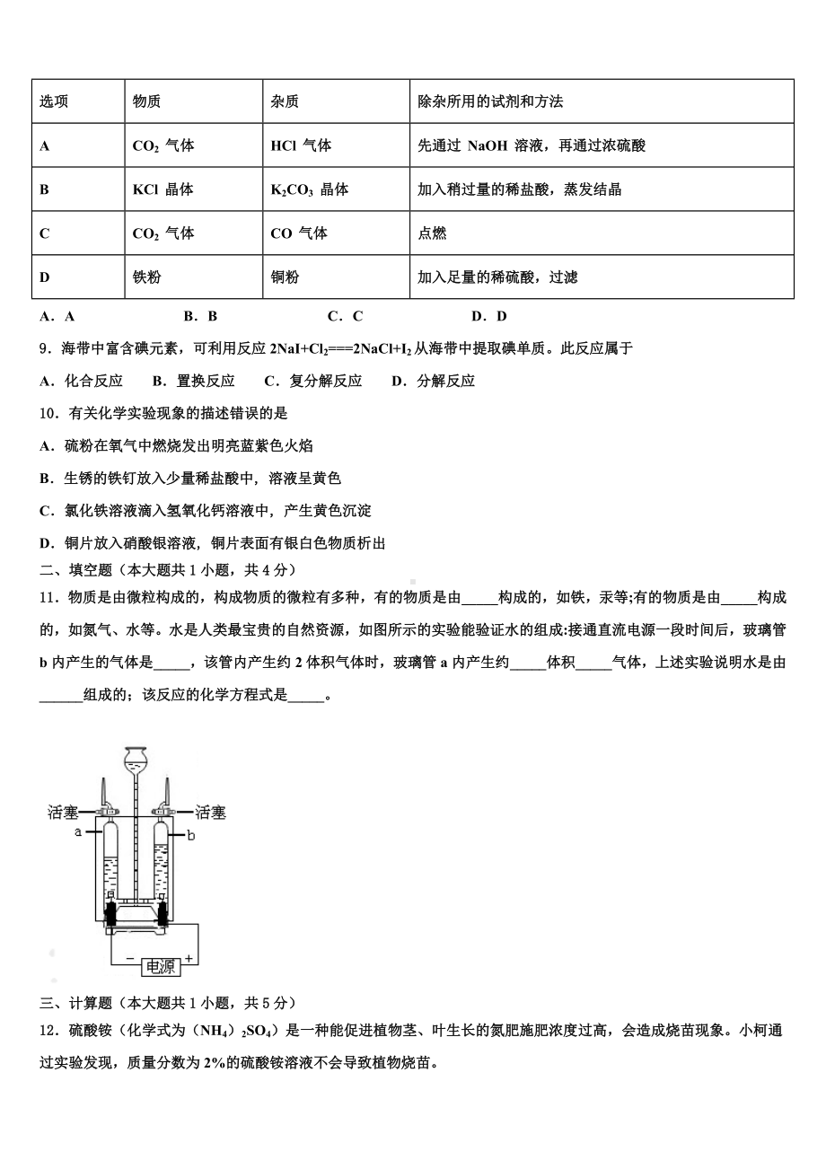 2023届湖北省黄石大冶市重点名校中考二模化学试题含解析.doc_第3页