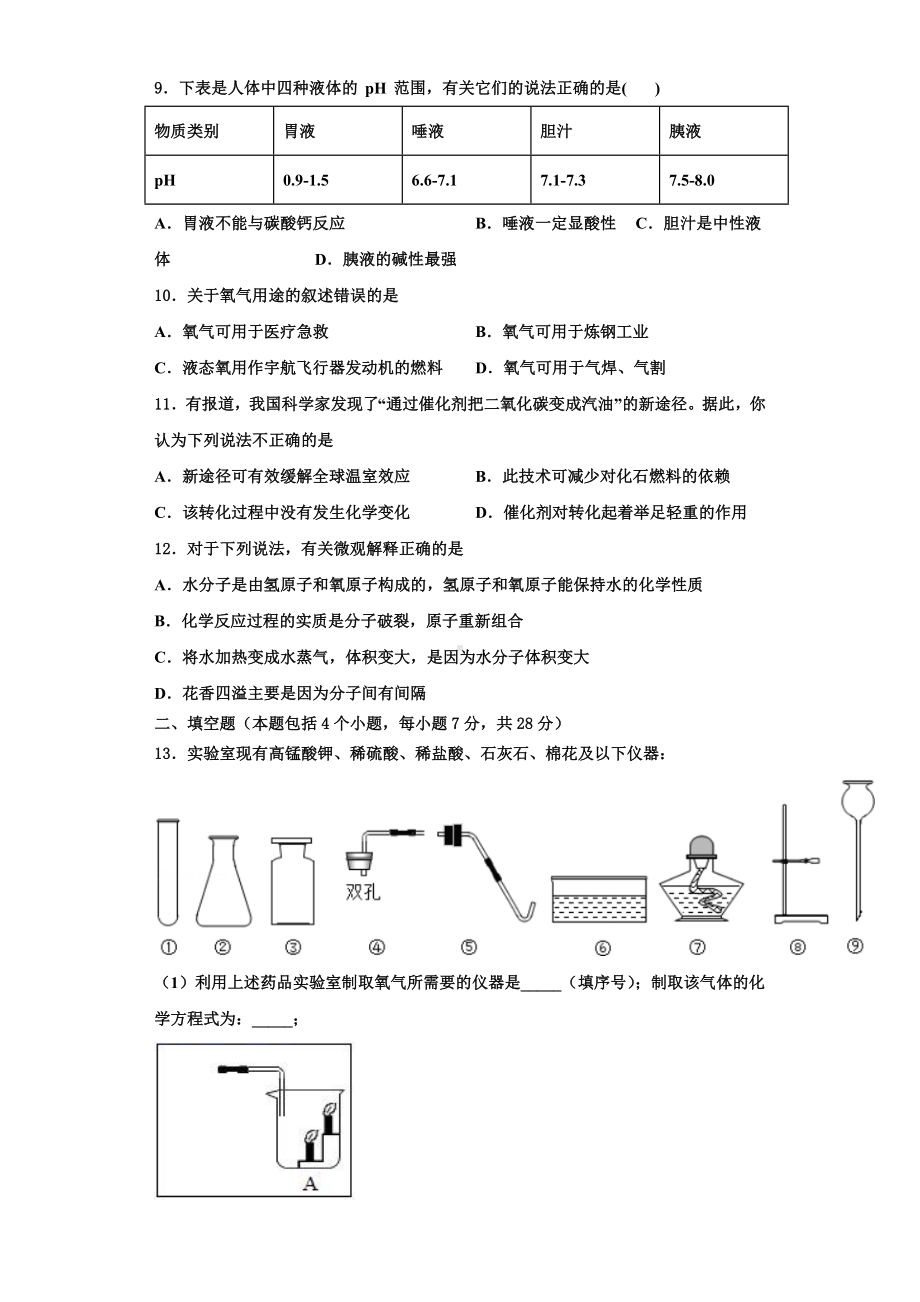 甘肃省陇南市2023年化学九上期中复习检测试题含解析.doc_第3页