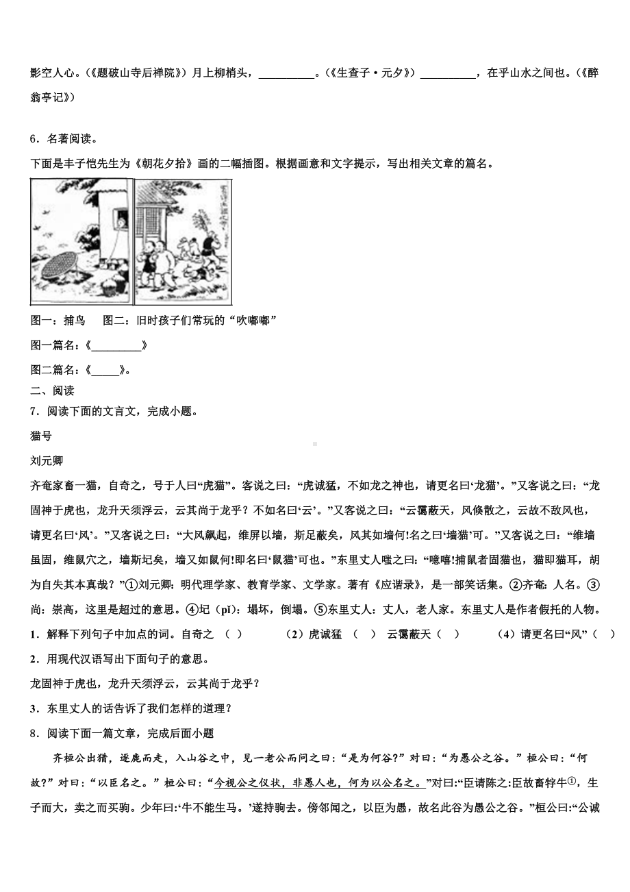 2023年山东省济宁市田家炳中学中考三模语文试题含解析.doc_第2页