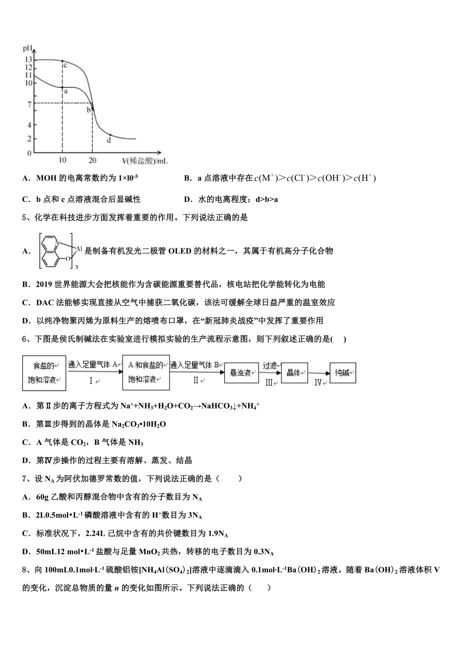 上海市第三女子中学2023届高考冲刺模拟化学试题含解析.doc_第2页