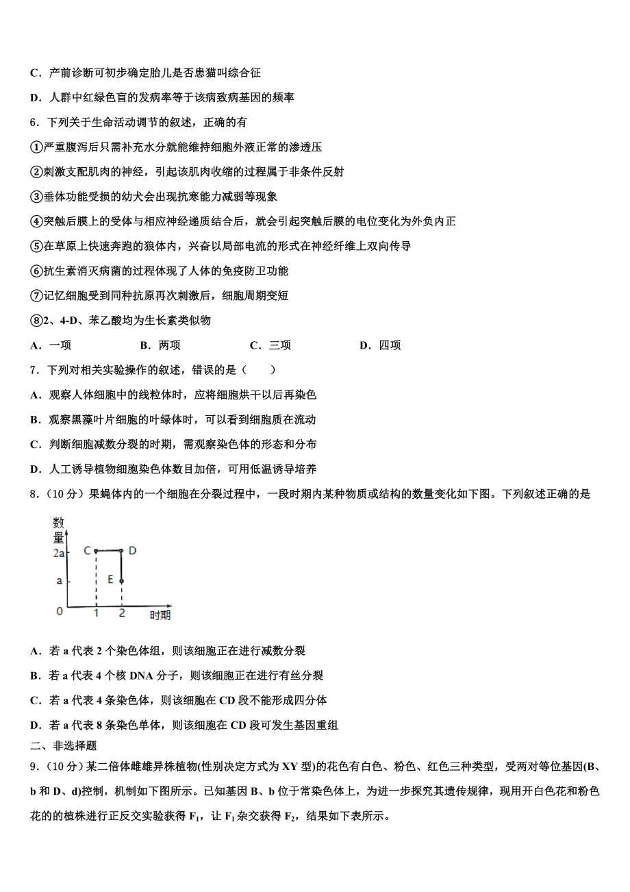 广东省韶关市新丰县第一中学2023-2024学年高三第二次调研生物试卷含解析.doc_第2页