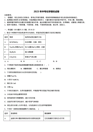 江苏省大丰区第一共同体重点中学2023年中考化学全真模拟试卷含解析.doc