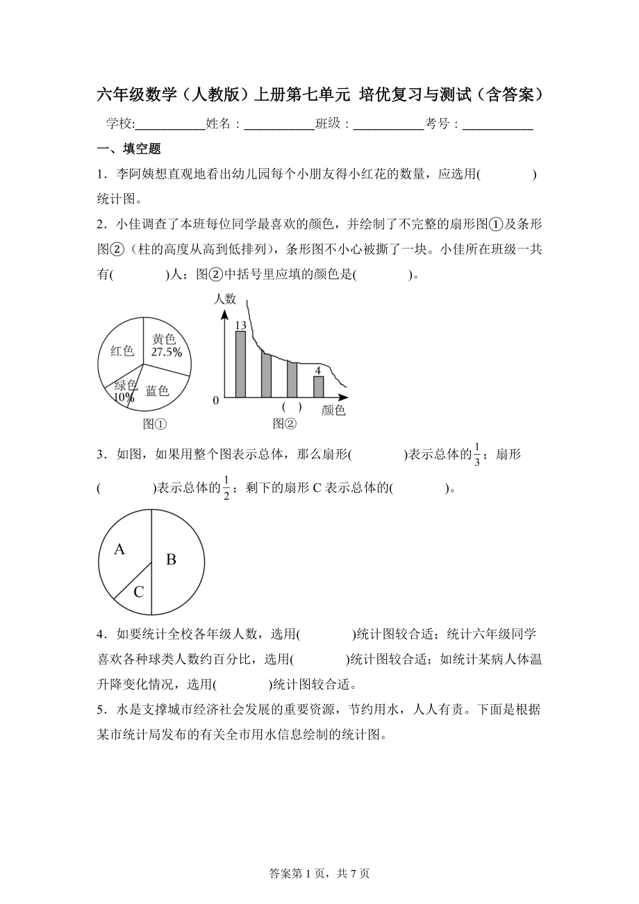 六年级数学（人教版）上册第七单元培优复习与测试（含答案）.docx_第1页