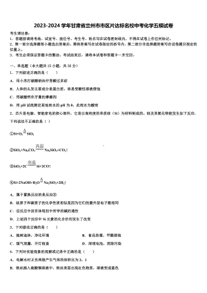 2023-2024学年甘肃省兰州市市区片达标名校中考化学五模试卷含解析.doc