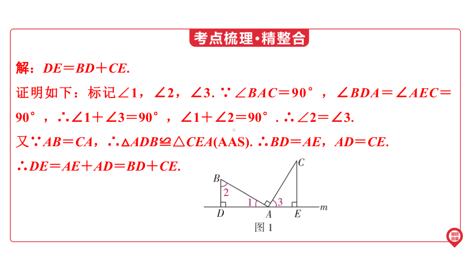 2025年广东中考数学第一部分 中考考点精准解读第4章　微专项7　一线三等角全等、相似模型(一题一课).pptx_第3页