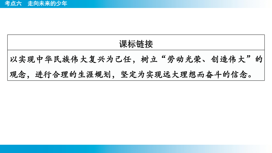 2025年云南中考道德与法治一轮复习 主题5　国情教育考点6 走向未来的少年.pptx_第2页