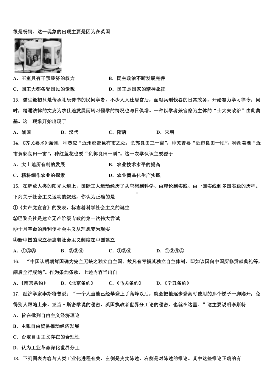 云南省丽江市重点中学2024届高考历史全真模拟密押卷含解析.doc_第3页