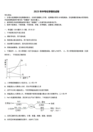 2022-2023学年江苏南京师范大附属中学中考联考化学试卷含解析.doc