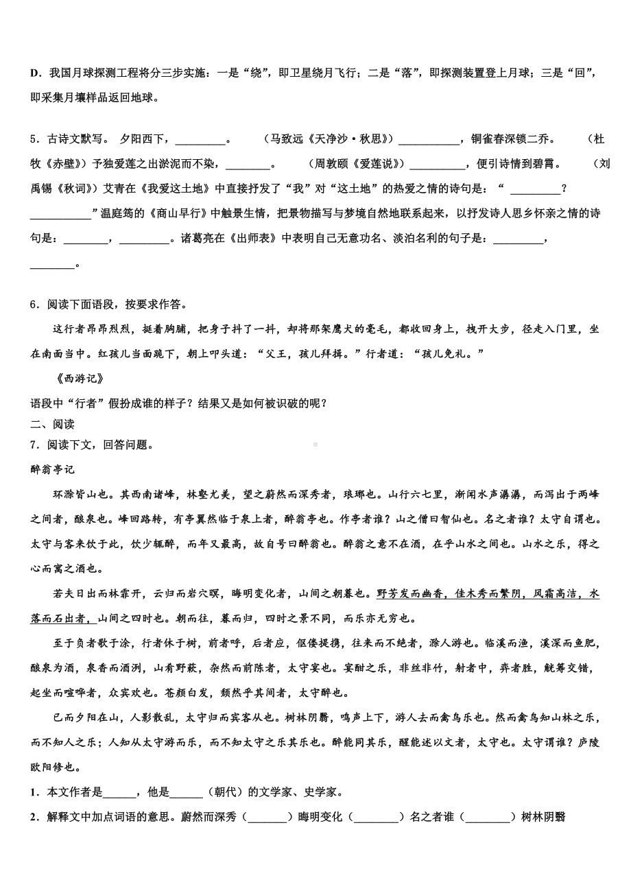 2023年甘肃省金塔四中中考语文最后冲刺浓缩精华卷含解析.doc_第2页