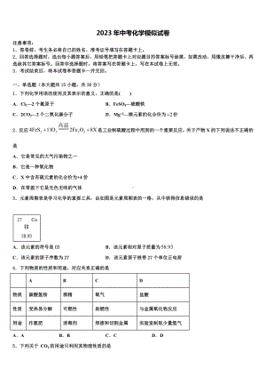 浙江省温州市第八中学2023年中考五模化学试题含解析.doc