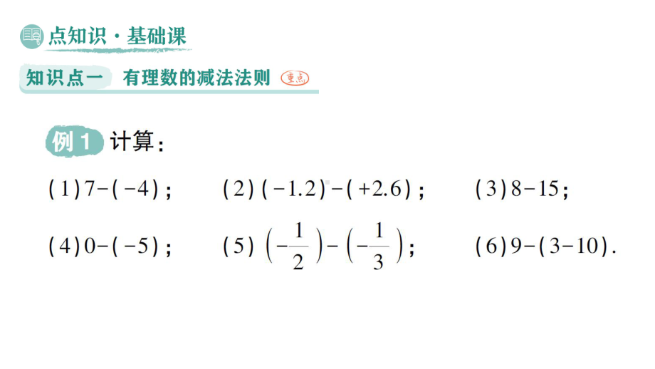 初中数学新华东师大版七年级上册1.7 有理数的减法作业课件（2024秋）.pptx_第2页