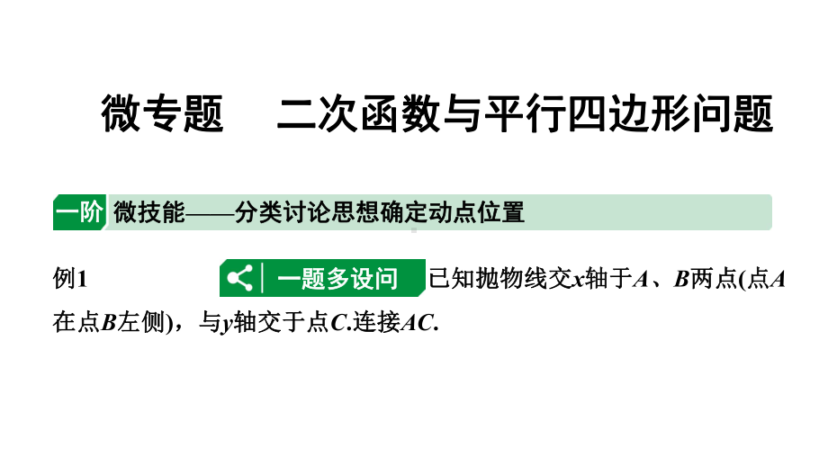 2024辽宁中考数学二轮专题复习 微专题 二次函数与平行四边形问题（课件）.pptx_第1页