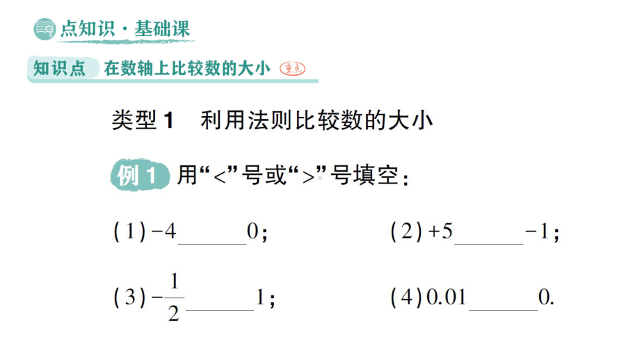 初中数学新华东师大版七年级上册1.2.2 在数轴上比较数的大小作业课件（2024秋）.pptx_第2页