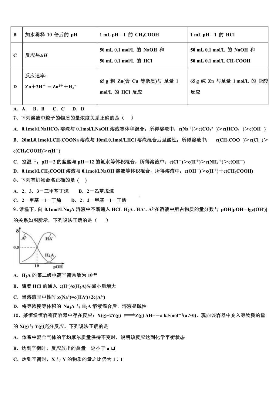 浙江省衢州、丽水、湖州、舟山四地市2023年化学高二上期末复习检测模拟试题含解析.doc_第2页