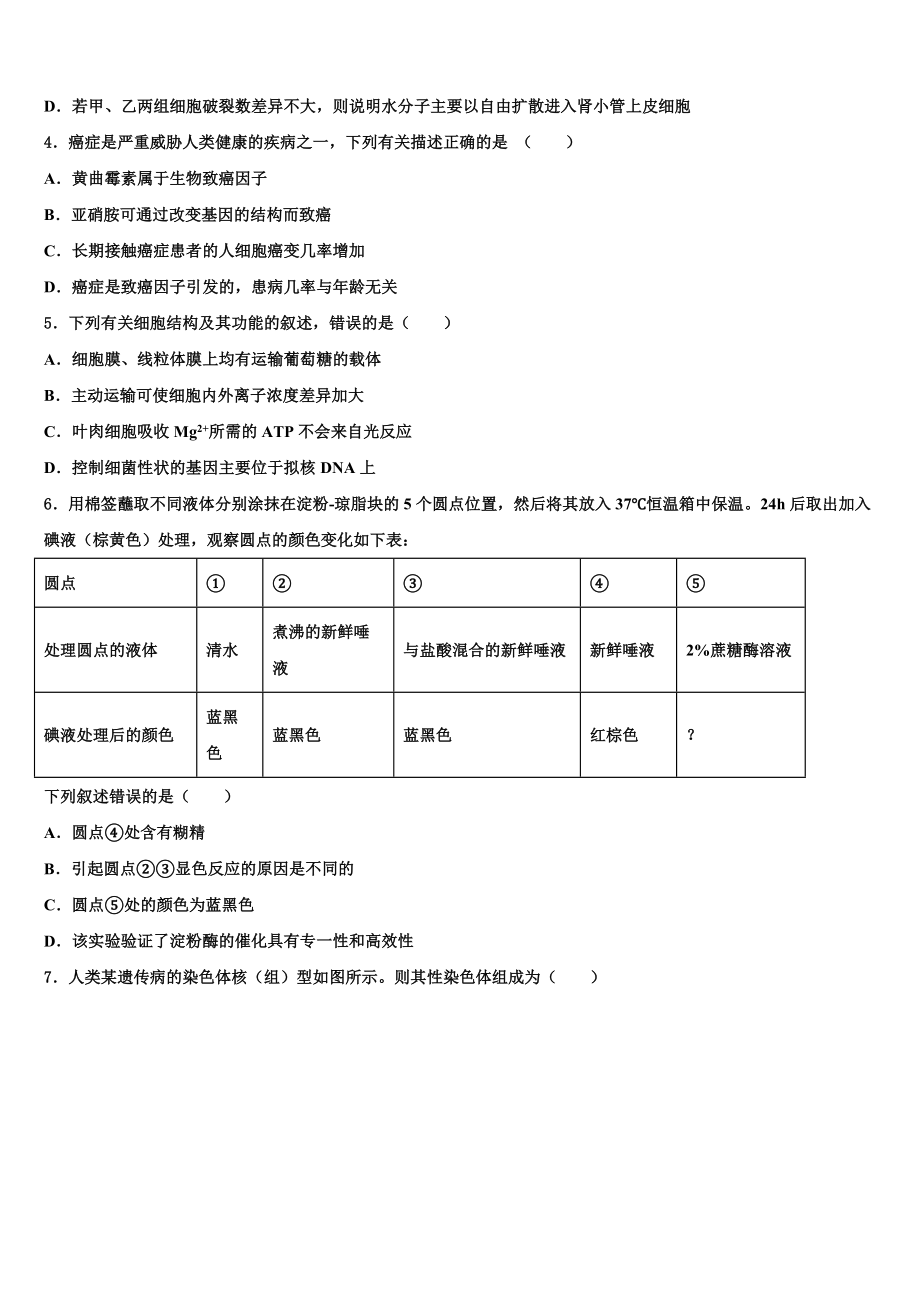 山东省2024年高三一诊考试生物试卷含解析.doc_第2页