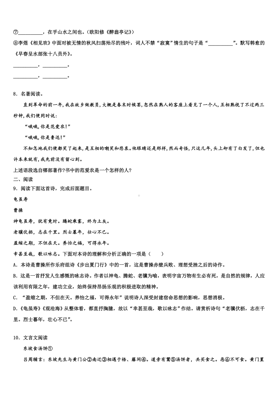 2023届新疆北大附中新疆分校中考语文猜题卷含解析.doc_第3页