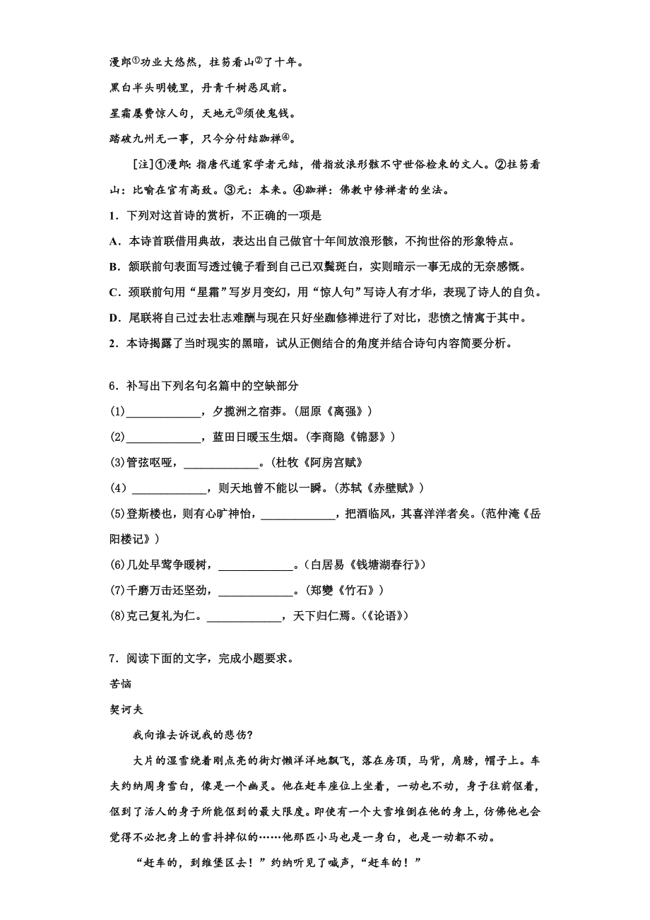 2023-2024学年上海市度嘉定区语文高三第一学期期末考试试题含解析.doc_第3页