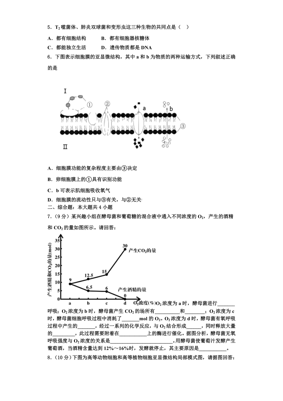 安徽省蒙城县一中2023年高一生物第一学期期末预测试题含解析.doc_第2页