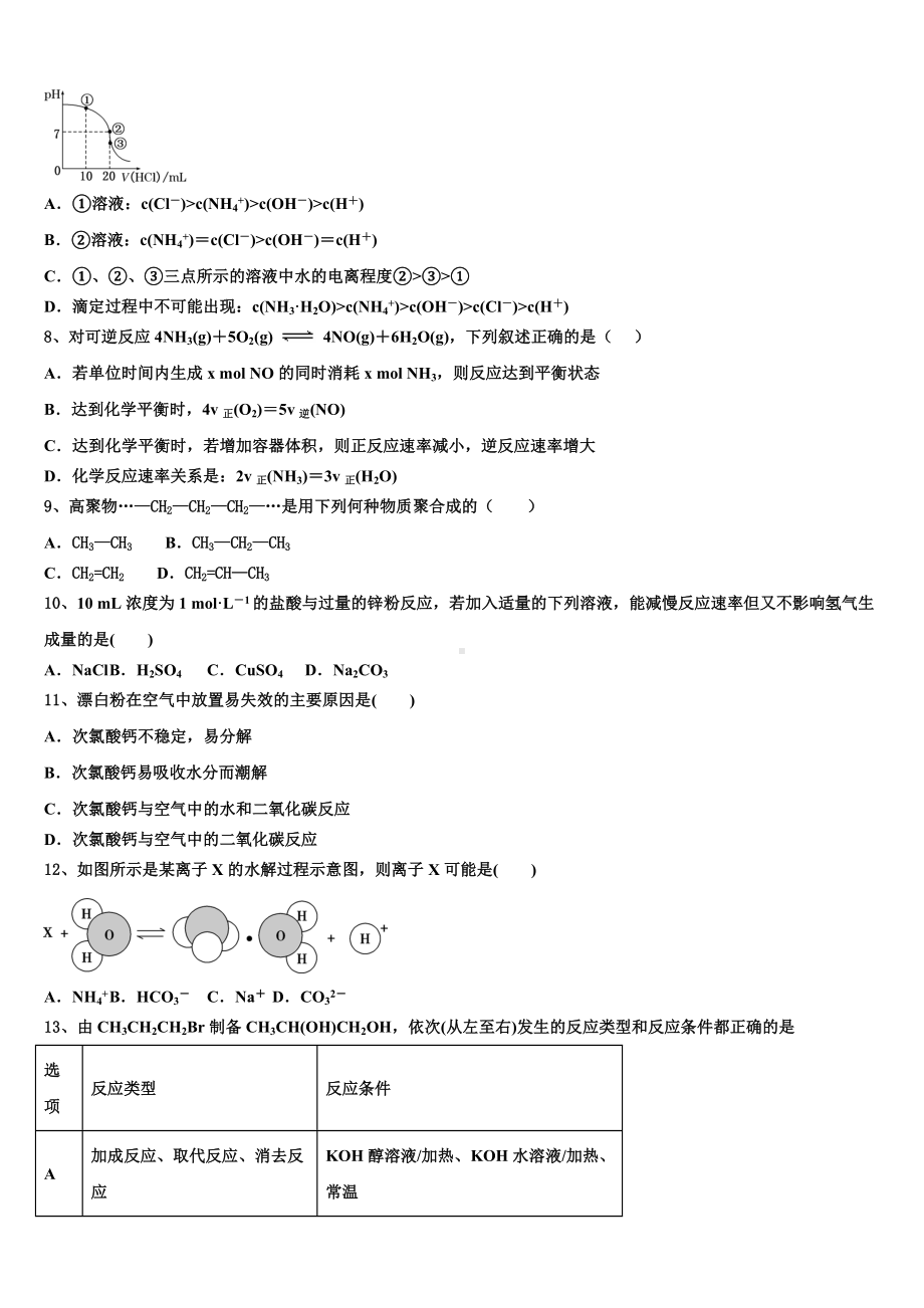 2023-2024学年湖北省华中师范大学东湖开发区第一附属中学化学高二上期末联考模拟试题含解析.doc_第3页