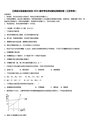 江西省分宜县重点名校2025届中考化学试题全真模拟卷(江苏专用)含解析.doc