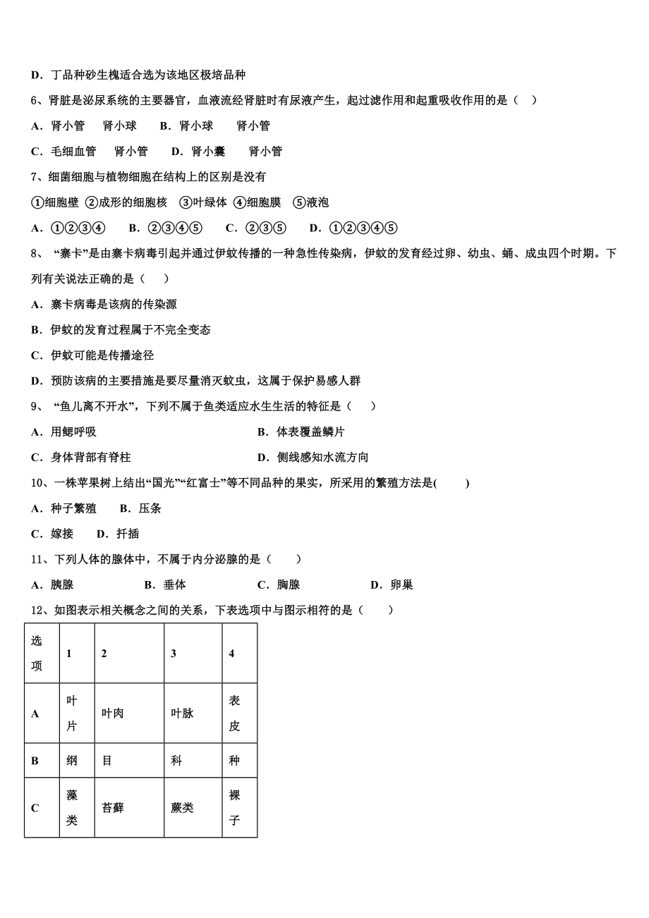 2022-2023学年江西省赣州赣县区联考中考一模生物试题含解析.doc_第2页