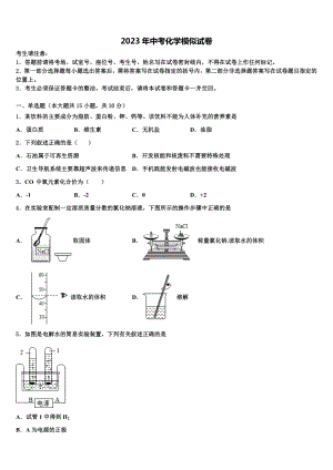 2023届邢台市第六中学中考化学全真模拟试题含解析.doc