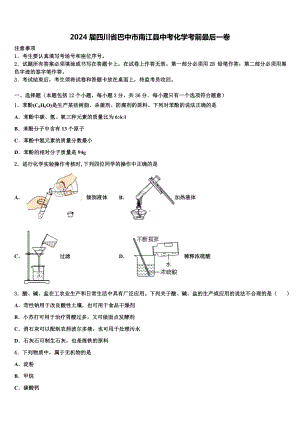 2024届四川省巴中市南江县中考化学考前最后一卷含解析.doc