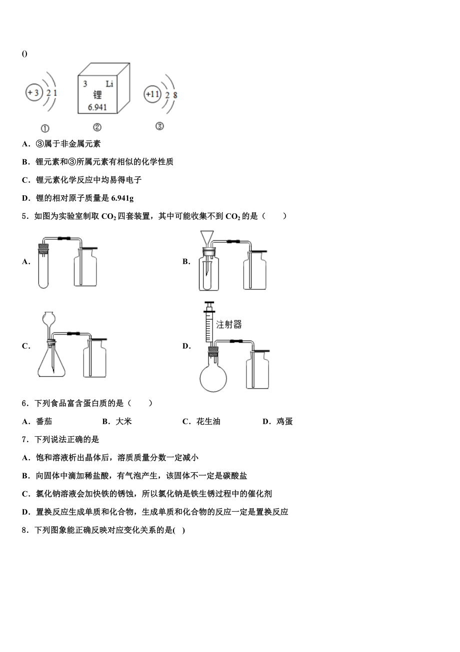 2023届山西省蒲县重点达标名校中考二模化学试题含解析.doc_第2页