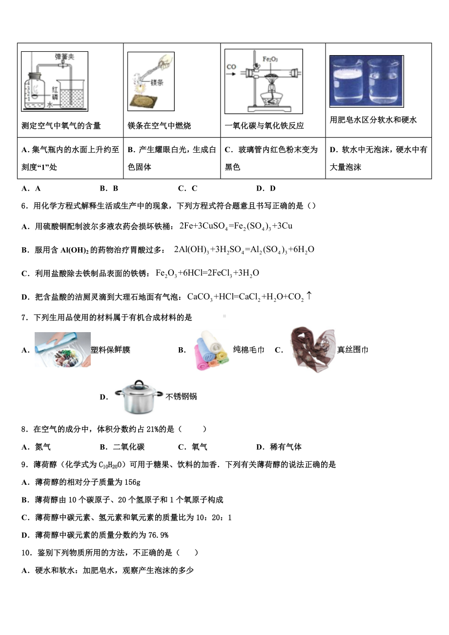 2024届四川省成都市温江区踏水校中考化学最后冲刺浓缩精华卷含解析.doc_第2页