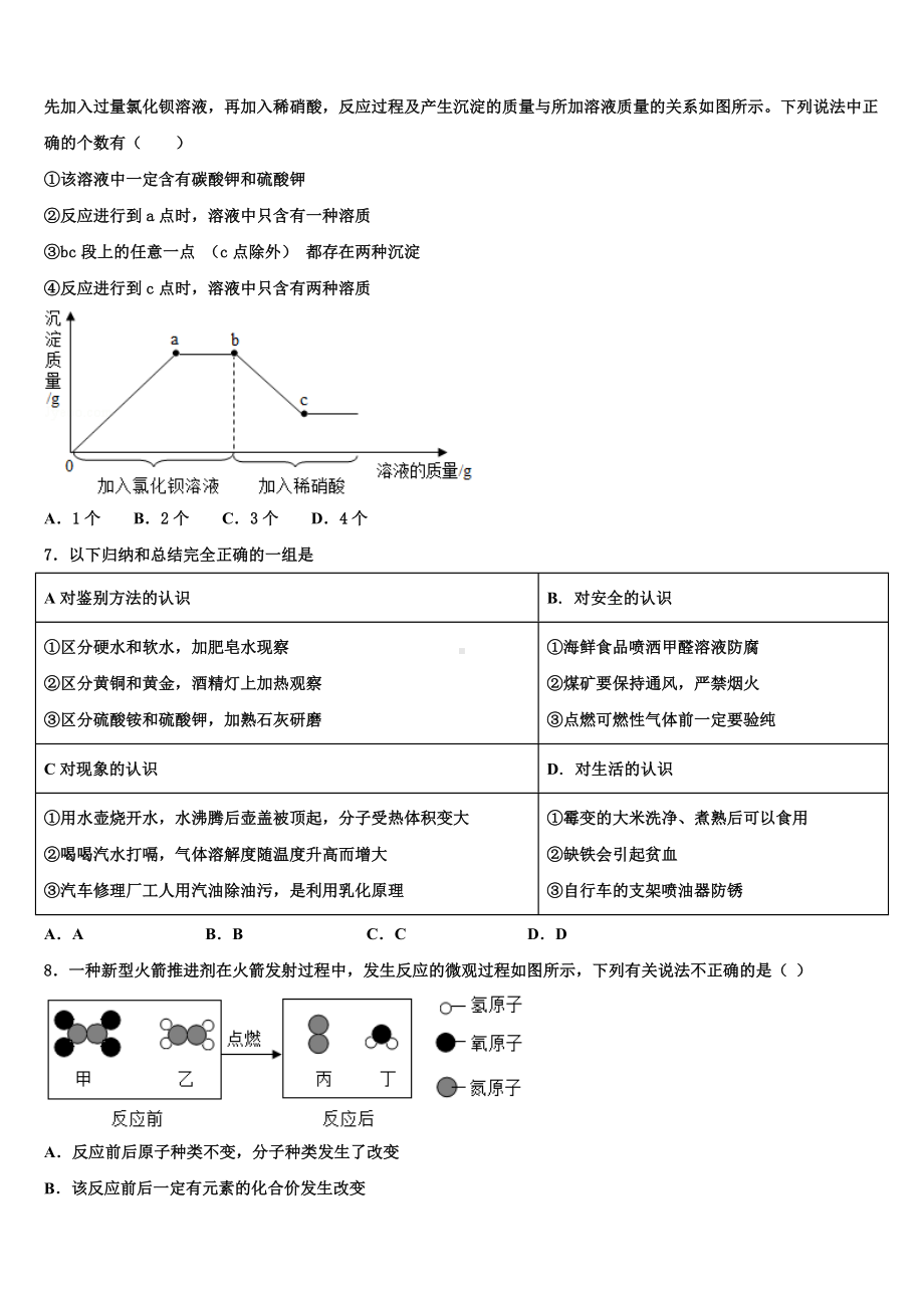 山西省晋城市重点达标名校2024年初中化学毕业考试模拟冲刺卷含解析.doc_第2页