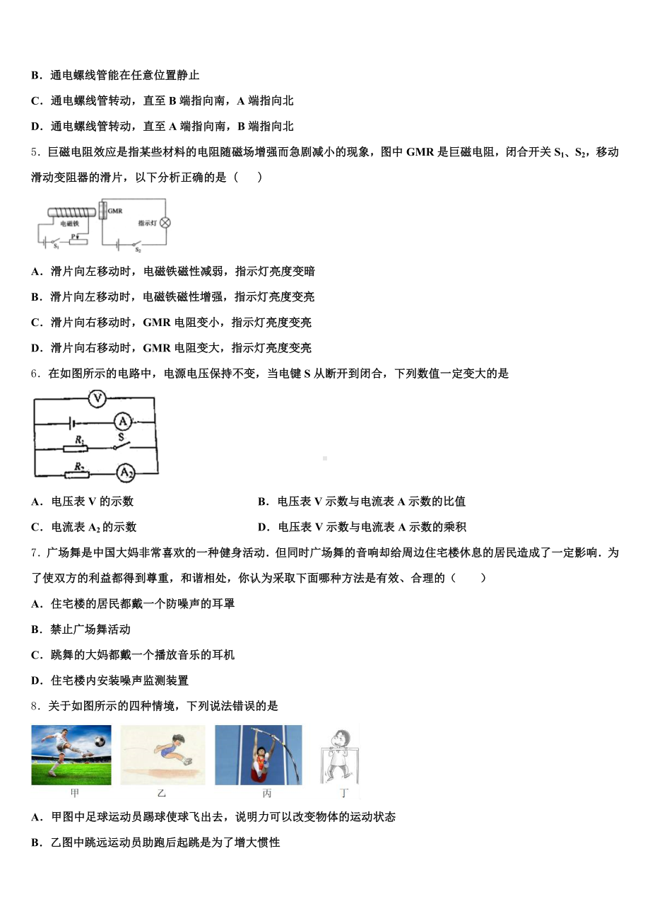 2024-2025学年广东省潮州市湘桥区中考物理试题(甲卷)含解析.doc_第2页