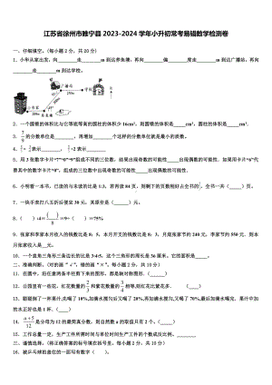 江苏省徐州市睢宁县2023-2024学年小升初常考易错数学检测卷含解析.doc