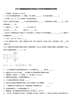 2024届西藏昌都地区贡觉县小升初常考易错数学检测卷含解析.doc