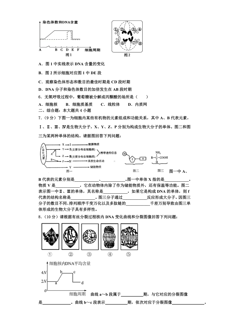 安徽省安庆市达标名校2023年高一生物第一学期期末预测试题含解析.doc_第2页