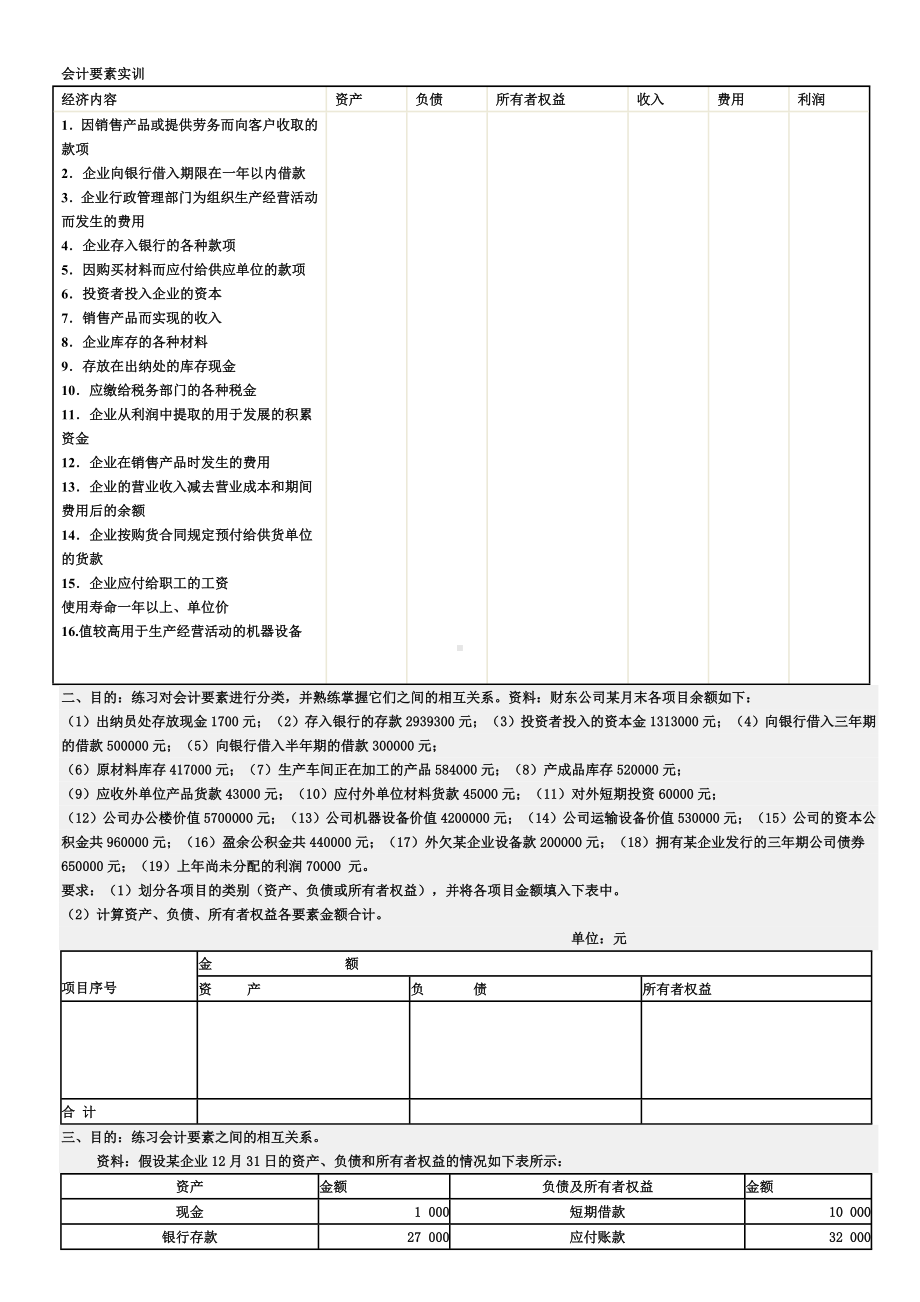 会计要素实训.doc_第1页