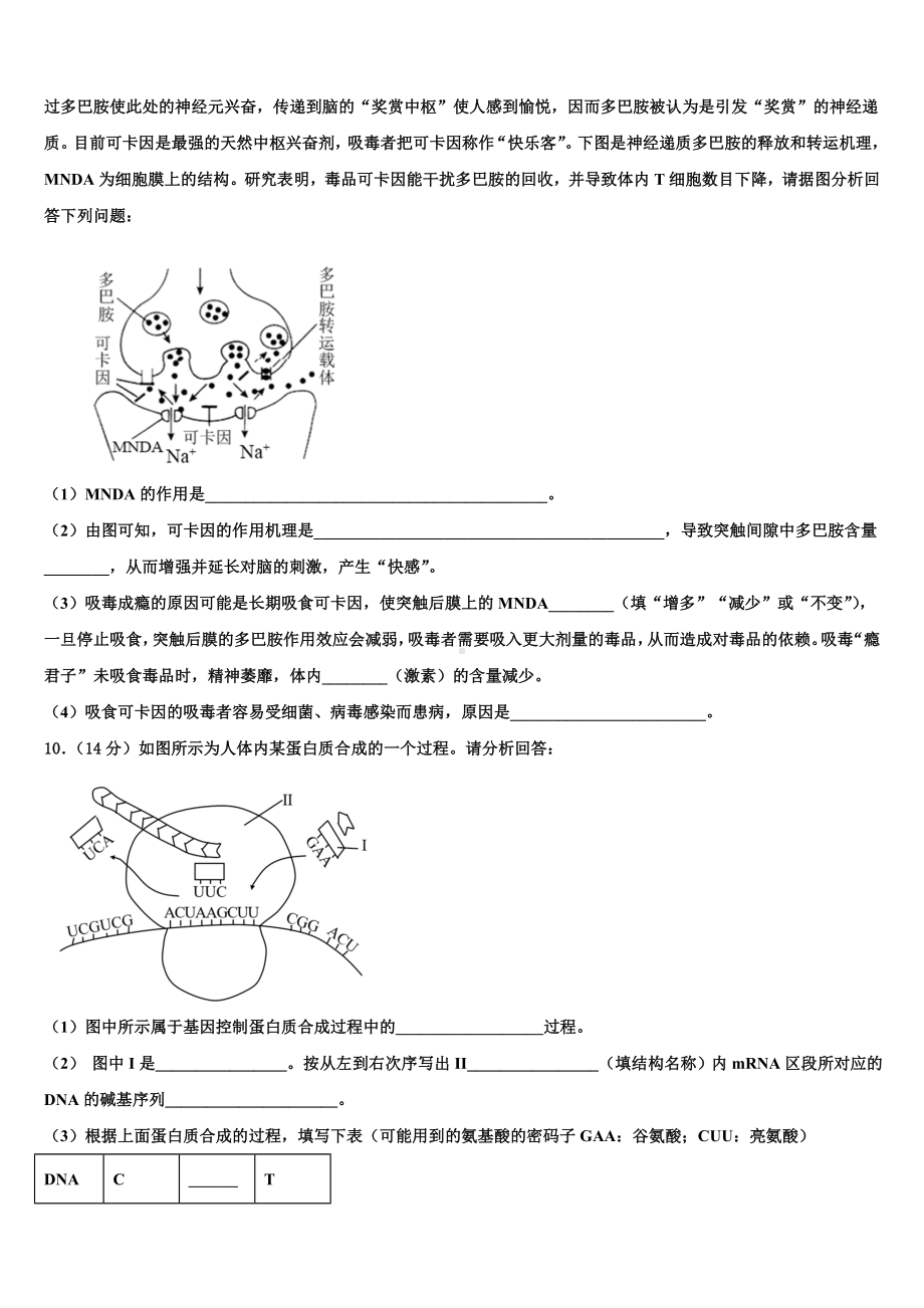 福建省闽侯第二中学五校教学联合体2023年高二生物第一学期期末综合测试试题含解析.doc_第3页